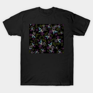 Copy of Bee with orchid and flowers black background T-Shirt